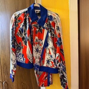 Nike Women's Bomber Jacket - Red and Blue Floral